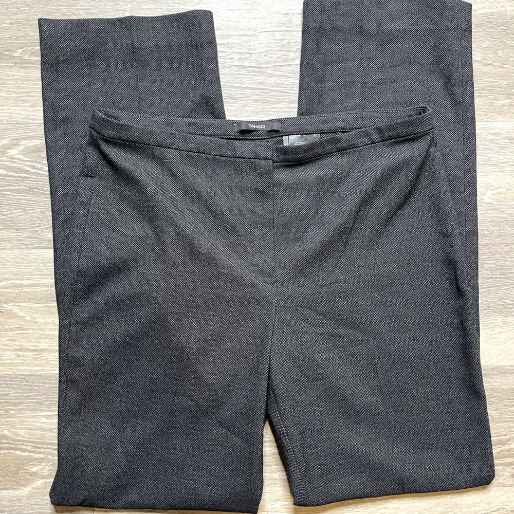Tahari | Gray & Black Terry Straight Leg Pants